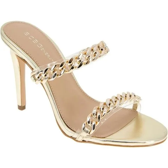 BCBGgeneration gold chained sandals Size 7.5 New, no box