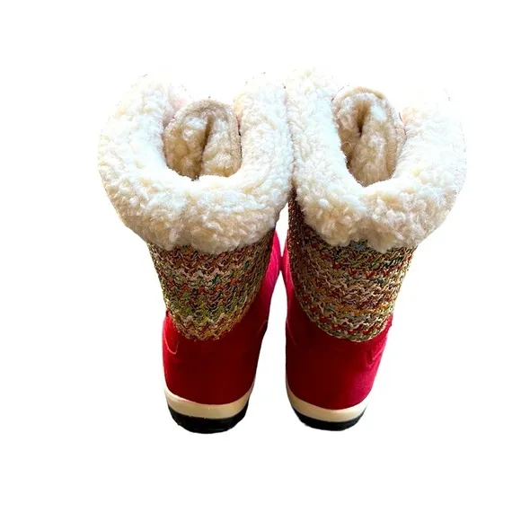 Bearpaw Ophelia Red Suede Sherling Boho Tribal Boots 7