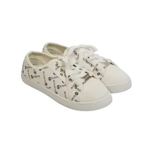Bebe Sport Womens Denya Logo Print Tennis Shoes Sneakers in Ivory Cream Size 6