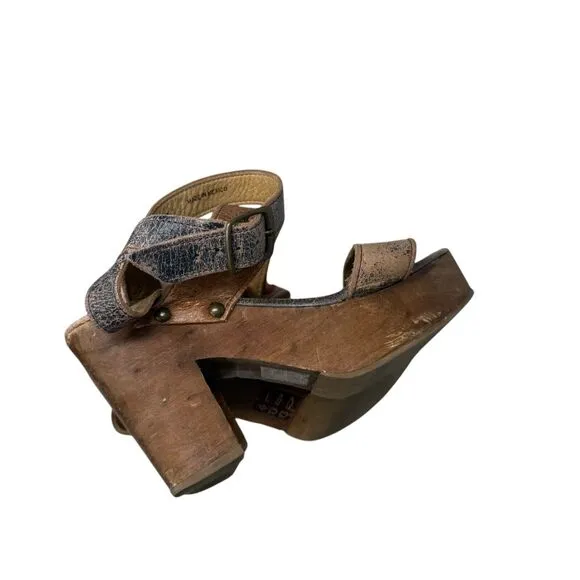 Bed Stu Sophie Platdorm Heel Sandals Brown Distressed Leather Chunky Y2K Women 7