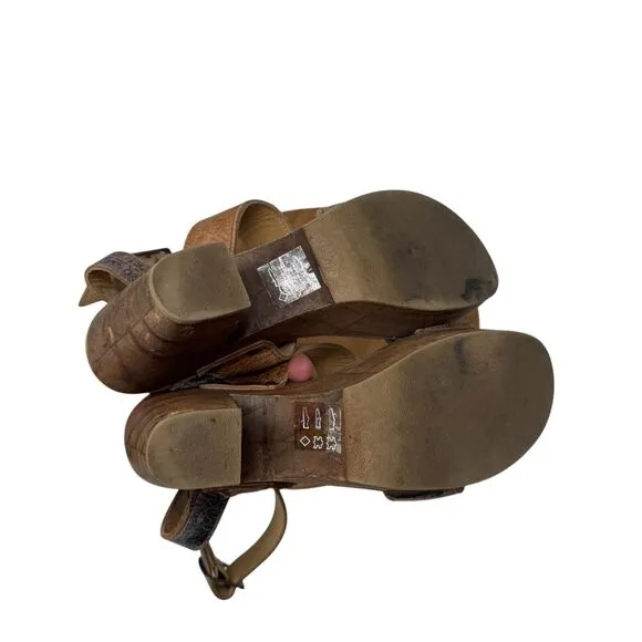 Bed Stu Sophie Platdorm Heel Sandals Brown Distressed Leather Chunky Y2K Women 7