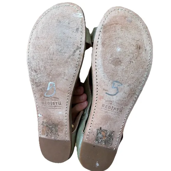 Bed Stu Soto Leather Sandals In Green Back Zip Women’s Size 11 Boho