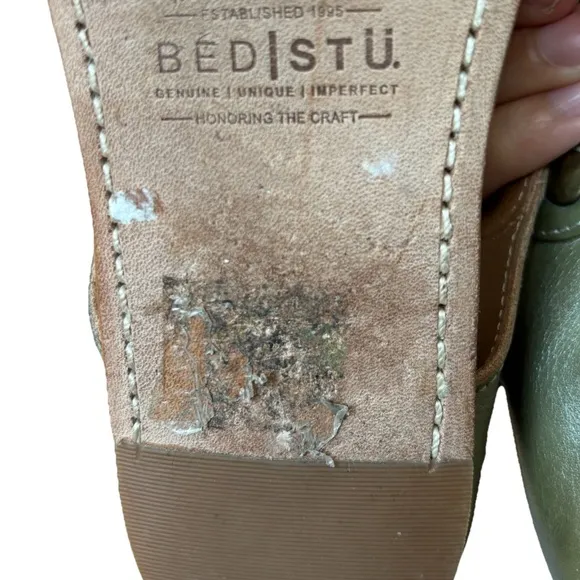 Bed Stu Soto Leather Sandals In Green Back Zip Women’s Size 11 Boho