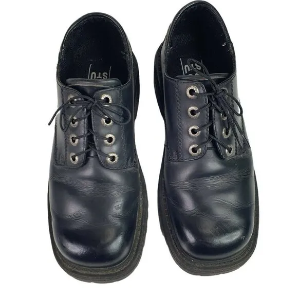 BED STU Sz 40 Chunky Platform Leather Boots Lace Up Shoes Vintage 90s Y2K