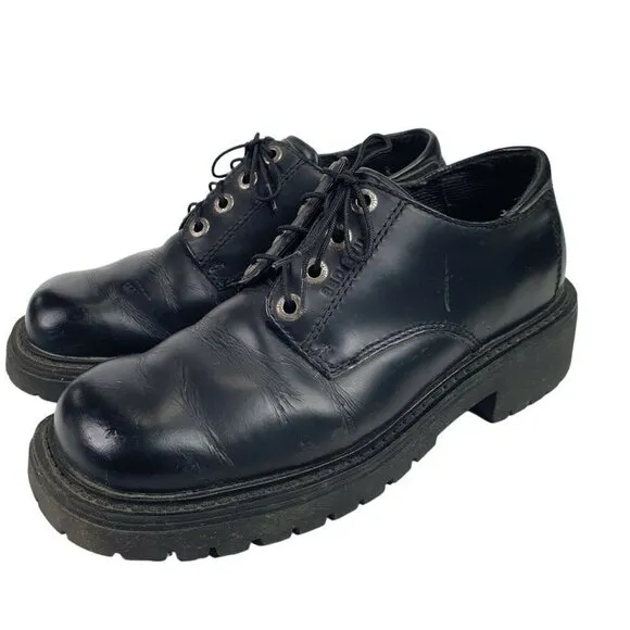BED STU Sz 40 Chunky Platform Leather Boots Lace Up Shoes Vintage 90s Y2K