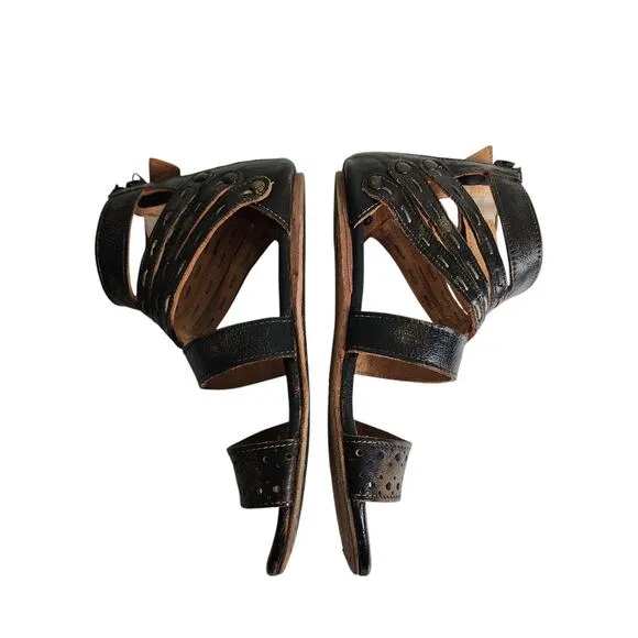 Bed Stu Womens Artemis Sandal Size 6 Black Caged Gladiator Back Zip Strappy Boho