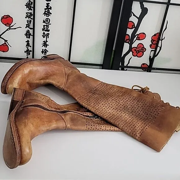 Bed Stu Cambridge Tan Leather  Knee High Boots