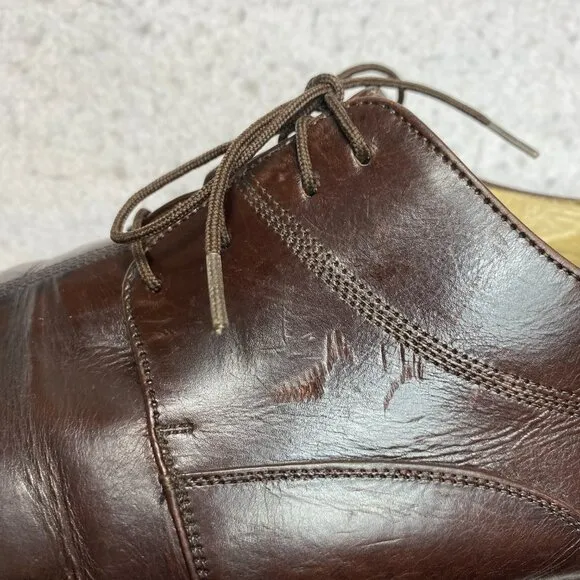 Belvedere Oxford Leather Shoes Men's 11.5 Brown Split Toes Hand Made Dress Lace