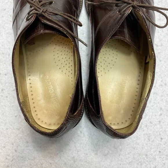 Belvedere Oxford Leather Shoes Men's 11.5 Brown Split Toes Hand Made Dress Lace