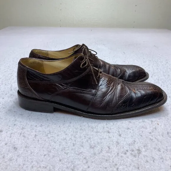 Belvedere Oxford Leather Shoes Men's 11.5 Brown Split Toes Hand Made Dress Lace