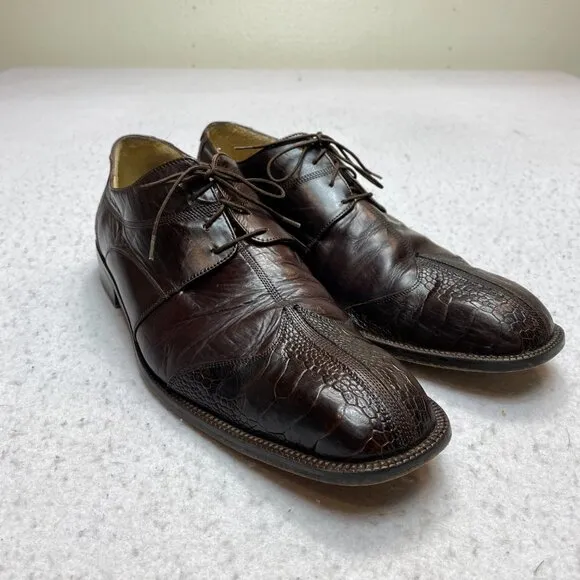 Belvedere Oxford Leather Shoes Men's 11.5 Brown Split Toes Hand Made Dress Lace