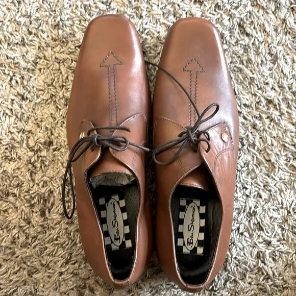 Ben Sherman Mens Tan Oxford Dress Shoes Size 10