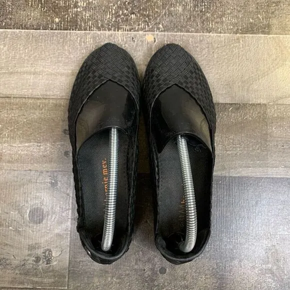 Bernie Mev womens 39 / US 8 shoes catwalk black woven slip on minimalist comfort