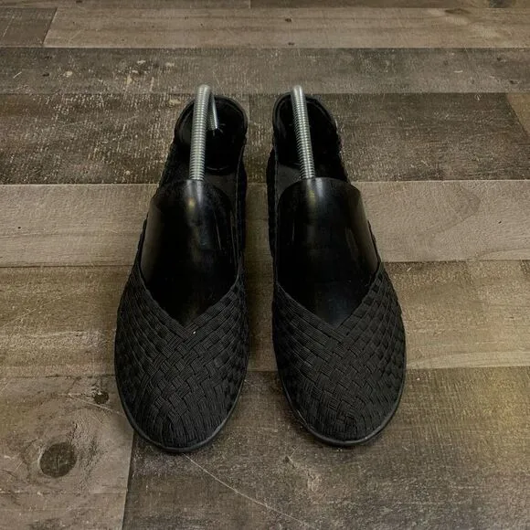 Bernie Mev womens 39 / US 8 shoes catwalk black woven slip on minimalist comfort