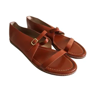 Bettye Muller Womens Sandals Size 10 Brown Leather Strappy Flats Open Toe Boho