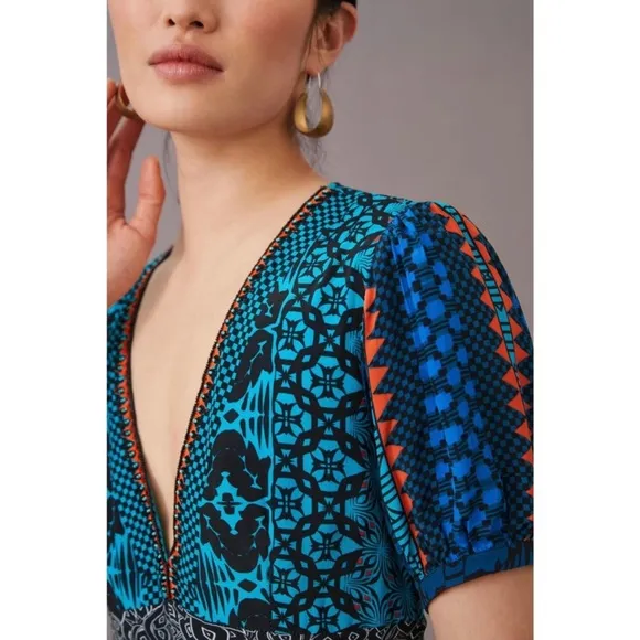 Bhanuni Marian Maxi Dress Anthropologie Boho Festival Embroidered Beaded Event