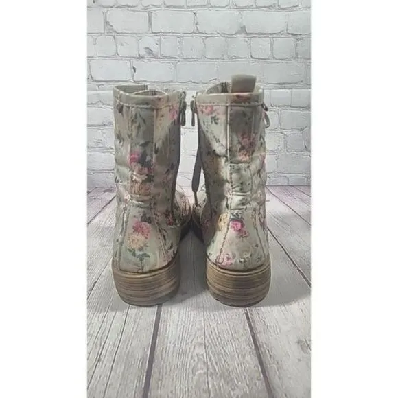 Big Buddha 'Amber' Boho Lace -up Floral Combat Boots Women's Size 8.5