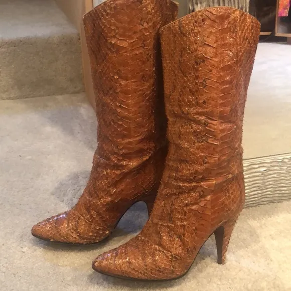 BIONDINI VINTAGE 80s SNAKE SKIN BOOTS…RARE!