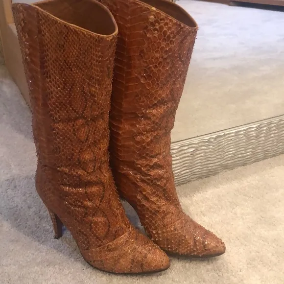 BIONDINI VINTAGE 80s SNAKE SKIN BOOTS…RARE!