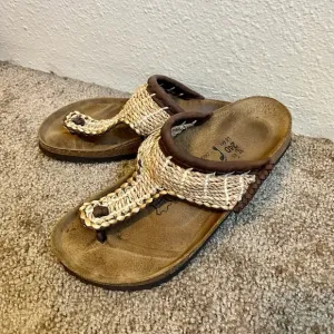 Birkenstock Betula Gizeh Ghana Woven Straw Jute Sandals Slides Size 37 US 6