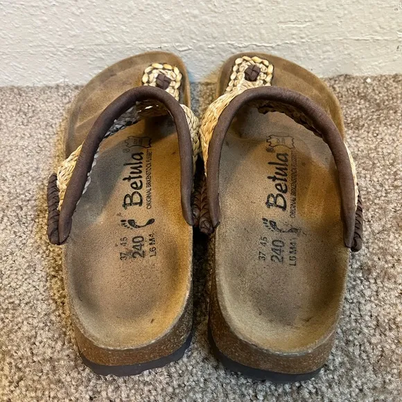 Birkenstock Betula Gizeh Ghana Woven Straw Jute Sandals Slides Size 37 US 6