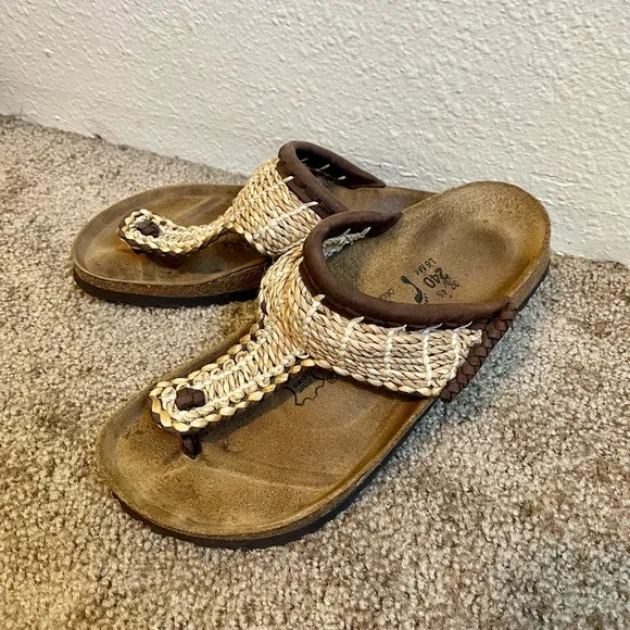 Birkenstock Betula Gizeh Ghana Woven Straw Jute Sandals Slides Size 37 US 6