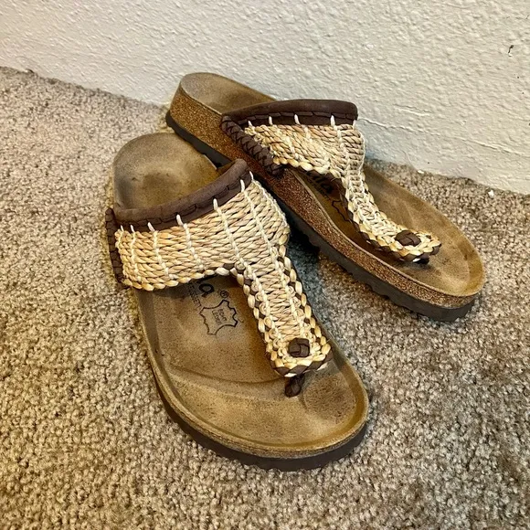 Birkenstock Betula Gizeh Ghana Woven Straw Jute Sandals Slides Size 37 US 6