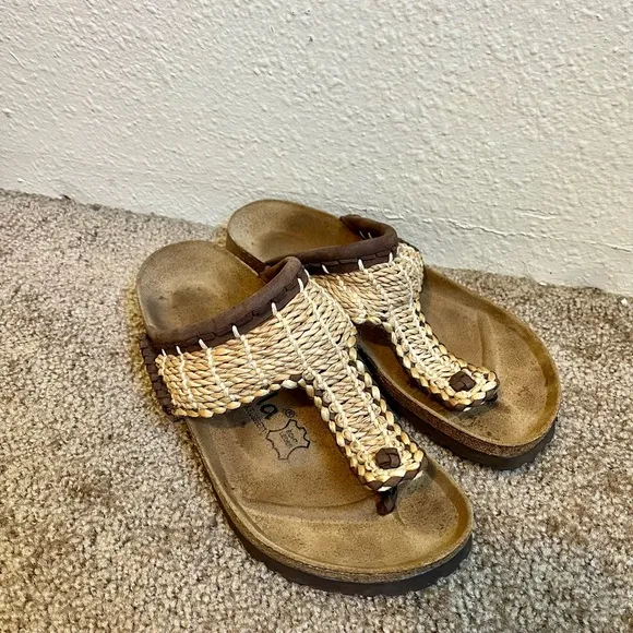 Birkenstock Betula Gizeh Ghana Woven Straw Jute Sandals Slides Size 37 US 6