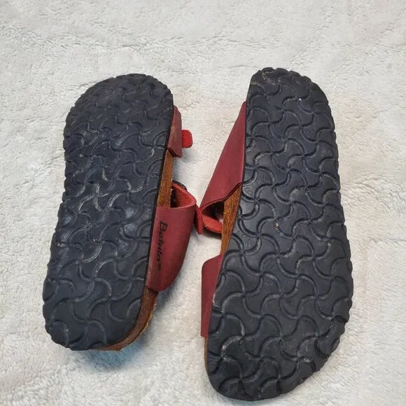 Birkenstock Betula Red Leather Casual Strap Slip On Unisex Sandal Men 6 Women 8