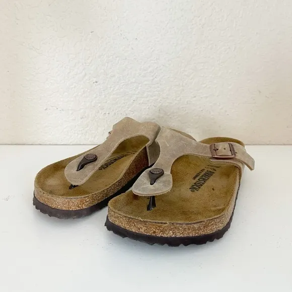 Birkenstock Gizeh Brown Leather T Strap Sandals Sz 39/8 hippie boho festival