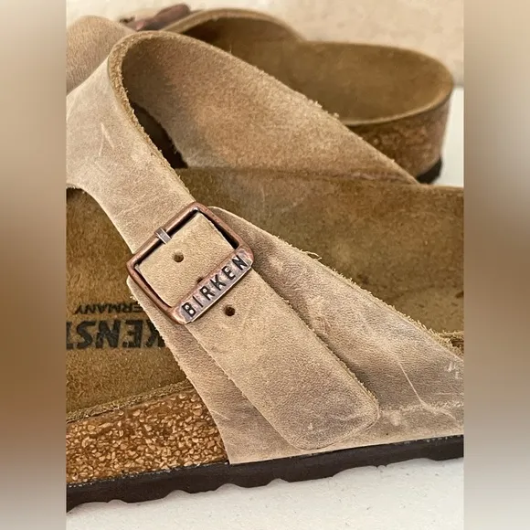 Birkenstock Gizeh Brown Leather T Strap Sandals Sz 39/8 hippie boho festival