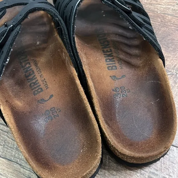Birkenstock Granada Soft Footbed Sandals black and brown size 36