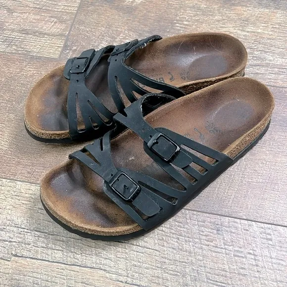 Birkenstock Granada Soft Footbed Sandals black and brown size 36