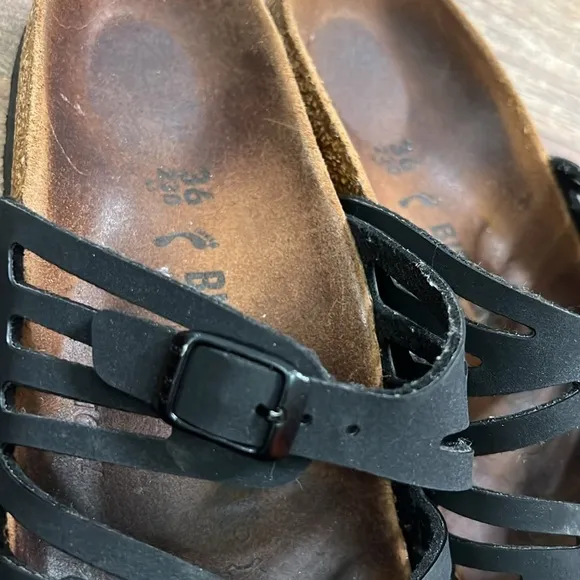 Birkenstock Granada Soft Footbed Sandals black and brown size 36