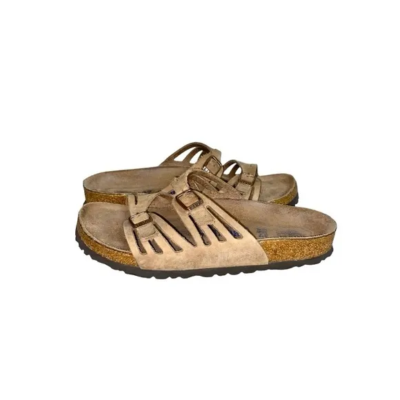 Birkenstock Granada Tobacco Brown Oiled Leather Strappy Soft Footbed Sandals