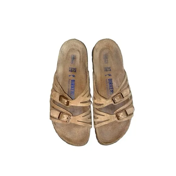 Birkenstock Granada Tobacco Brown Oiled Leather Strappy Soft Footbed Sandals