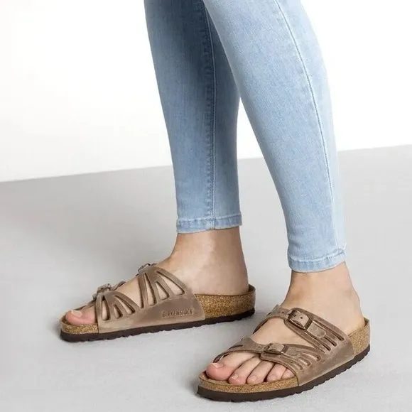 Birkenstock Granada Tobacco Brown Oiled Leather Strappy Soft Footbed Sandals