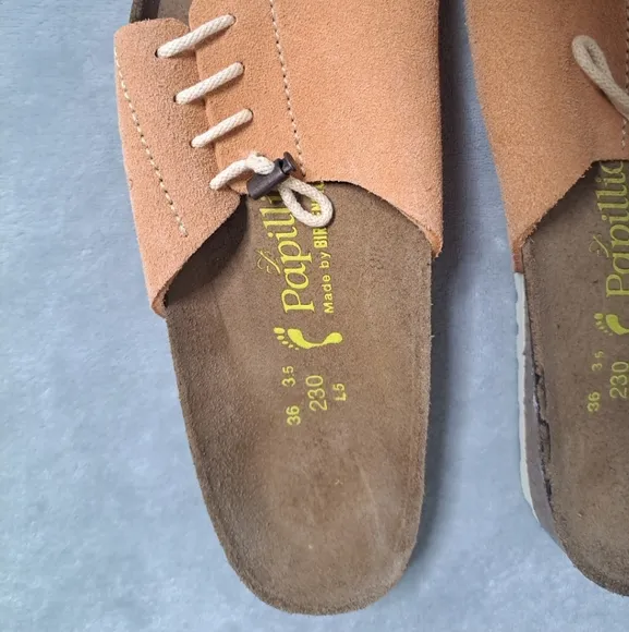 Birkenstock Papillio Masai Tan Suede Drawstring Slide Sandals Women EU 36 US 5
