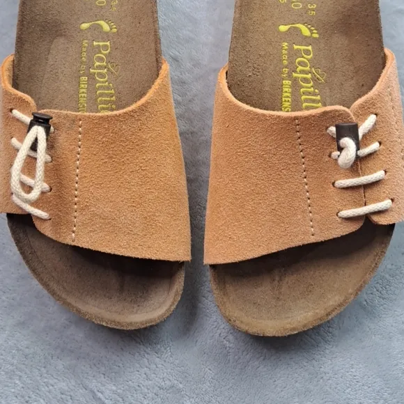 Birkenstock Papillio Masai Tan Suede Drawstring Slide Sandals Women EU 36 US 5