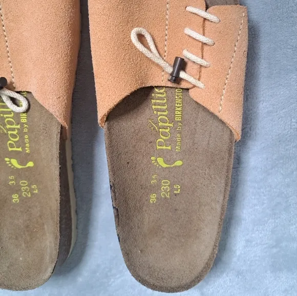 Birkenstock Papillio Masai Tan Suede Drawstring Slide Sandals Women EU 36 US 5