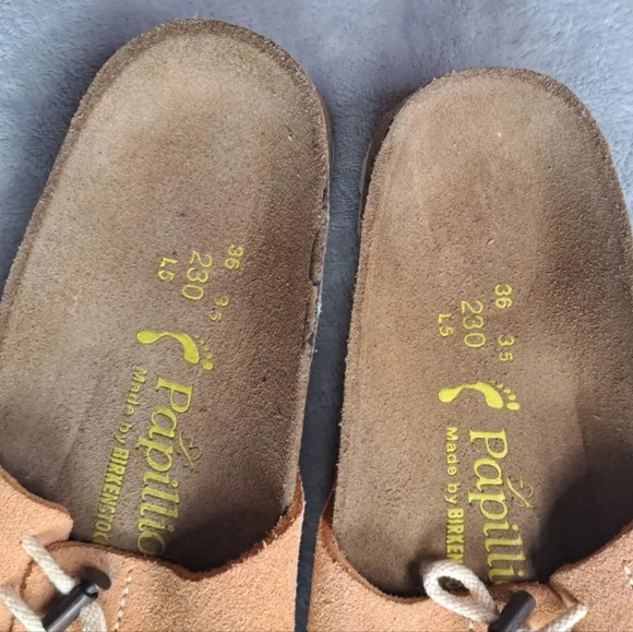 Birkenstock Papillio Masai Tan Suede Drawstring Slide Sandals Women EU 36 US 5