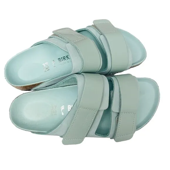 Birkenstock Uji Shine Slide Sandal SURF GREEN Narrow Size 6 US / 37 EU New $160