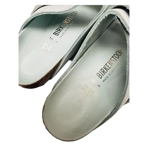 Birkenstock Uji Shine Slide Sandal SURF GREEN Narrow Size 6 US / 37 EU New $160