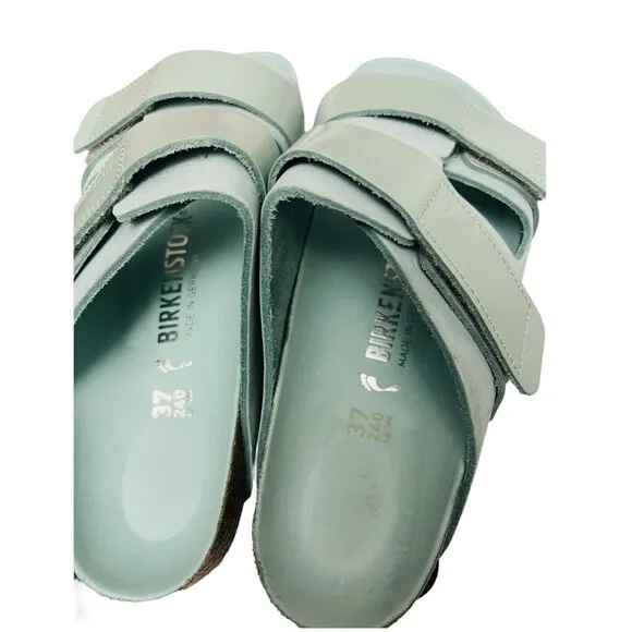 Birkenstock Uji Shine Slide Sandal SURF GREEN Narrow Size 6 US / 37 EU New $160