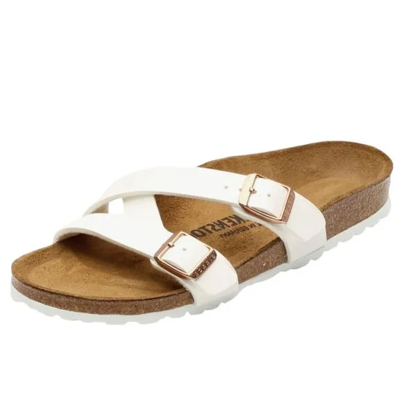 Birkenstock Yao Balance Birko-Flor Sandals Womens 38 EU Narrow Shoes Slide White