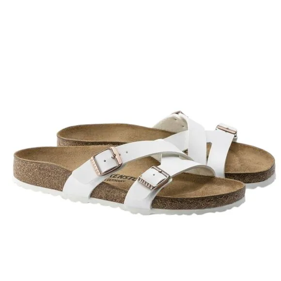 Birkenstock Yao Balance Birko-Flor Sandals Womens 38 EU Narrow Shoes Slide White