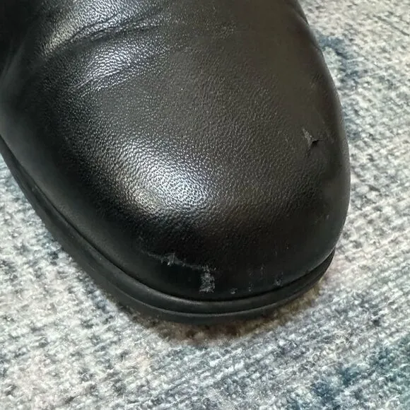 Black Leather Lace Up Chunk Heel Combat Boots Size 6.5 Vintage
