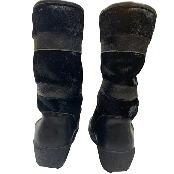Black Tecnica winter boots size 38 size 7 made in italy sherling lined