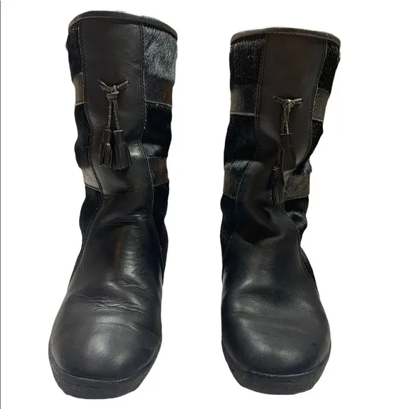 Black Tecnica winter boots size 38 size 7 made in italy sherling lined