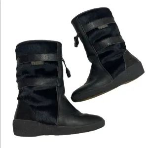 Black Tecnica winter boots size 38 size 7 made in italy sherling lined